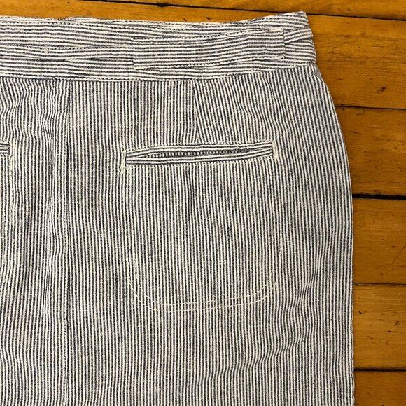 Dalia Blue & White Striped Linen Blend Mini Skirt, Size 6 - Picture 6 of 12